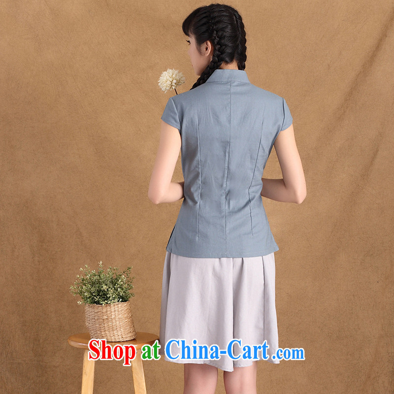 The cross-sectoral Diane Elizabeth blue summer cotton Ma improved cheongsam shirt Tang Women's clothes Chinese Chinese, ethnic wind ctb TC multi-color light blue (128) S, cross-sectoral, Elizabeth, and shopping on the Internet