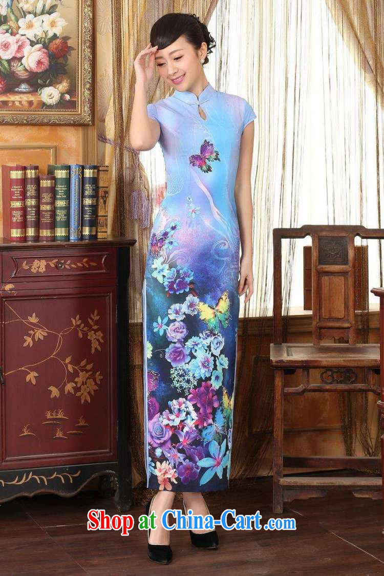 Joseph cotton robes, Ms. Tang with Diane Fong water droplets collar short-sleeve cultivating long double cheongsam light blue XXL pictures, price, brand platters! Elections are good character, the national distribution, so why buy now enjoy more preferential! Health
