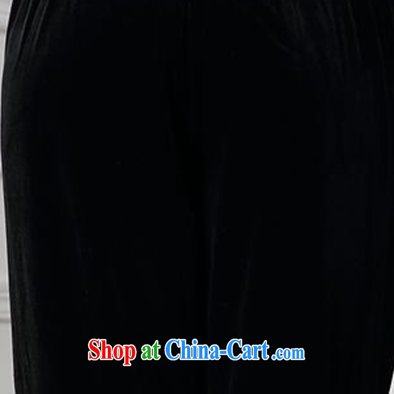 Forest narcissus 2015 Spring and Autumn and the new modern luxury mother is relaxed and comfortable velour inserts Drill Down pants HGL - 4615 black XXXXL, forest narcissus (SenLinShuiXian), online shopping