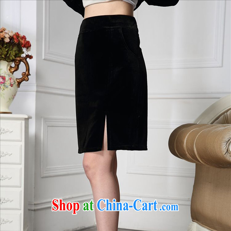 Forest narcissus Spring and Autumn 2015 the new modern luxury waist in cultivating the maize and comfortable plush down body skirt HGL - 4614 black XXXXL, forest narcissus (SenLinShuiXian), shopping on the Internet