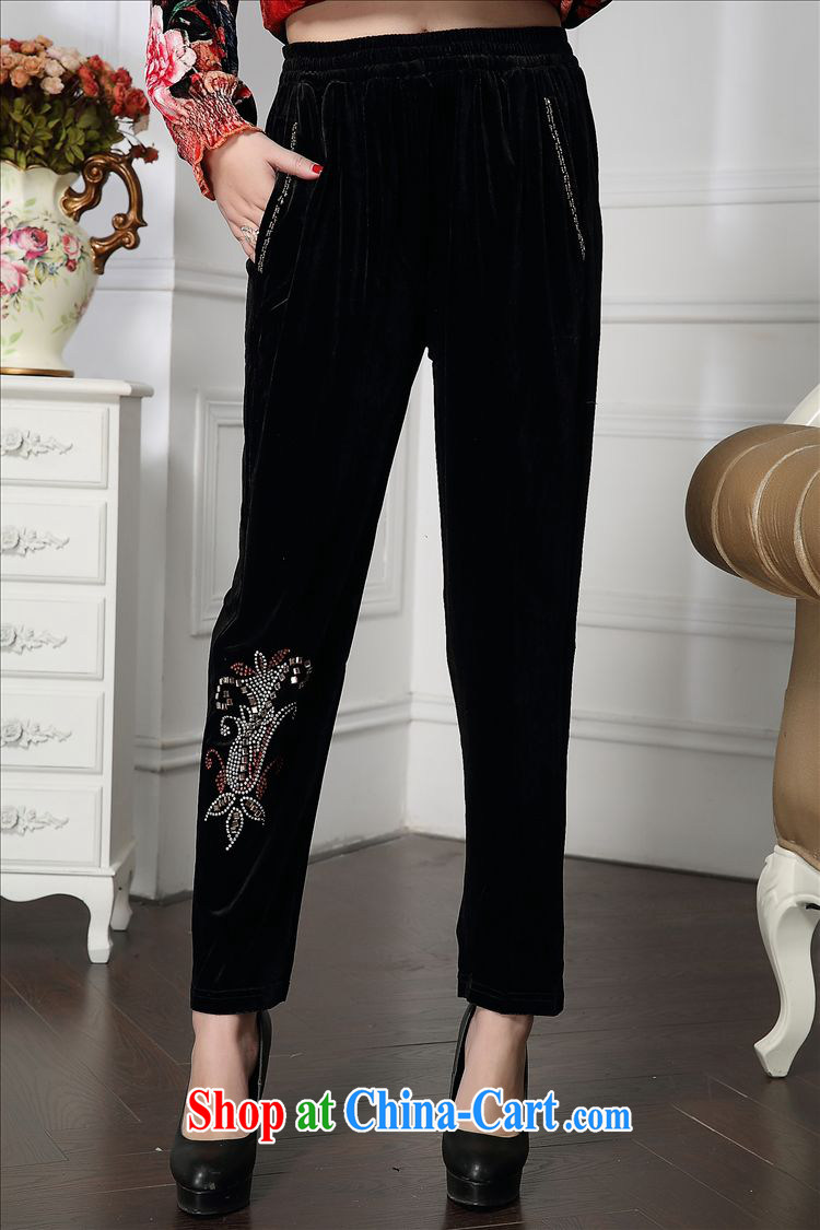 Forest narcissus 2015 spring loaded on new stylish and elegant mother is relaxed and comfortable velour inserts Drill Down pants HGL - 4611 black XXXL pictures, price, brand platters! Elections are good character, the national distribution, so why buy now enjoy more preferential! Health