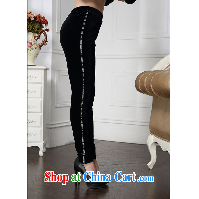 Forest narcissus 2015 spring loaded on new stylish trousers side bar inserts drilling small pant legs MOM pants comfortable plush down pants HGL - 4605 black XXXXL, forest narcissus (SenLinShuiXian), online shopping