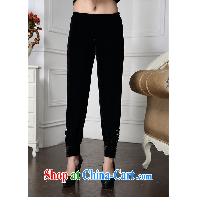 Forest narcissus 2015 spring loaded on new stylish pant legs wood drill mother black trousers and comfortable plush down pants HGL - 4604 black XXXXL
