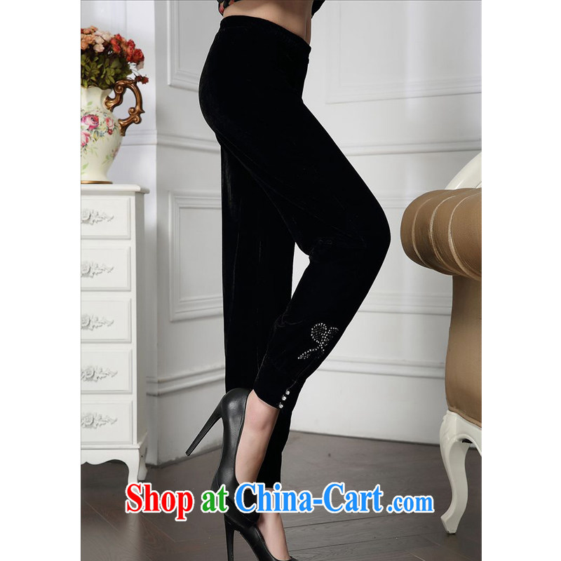Forest narcissus 2015 spring loaded on new stylish pant legs wood drill mother black trousers and comfortable plush down pants HGL - 4604 black XXXXL, forest narcissus (SenLinShuiXian), online shopping