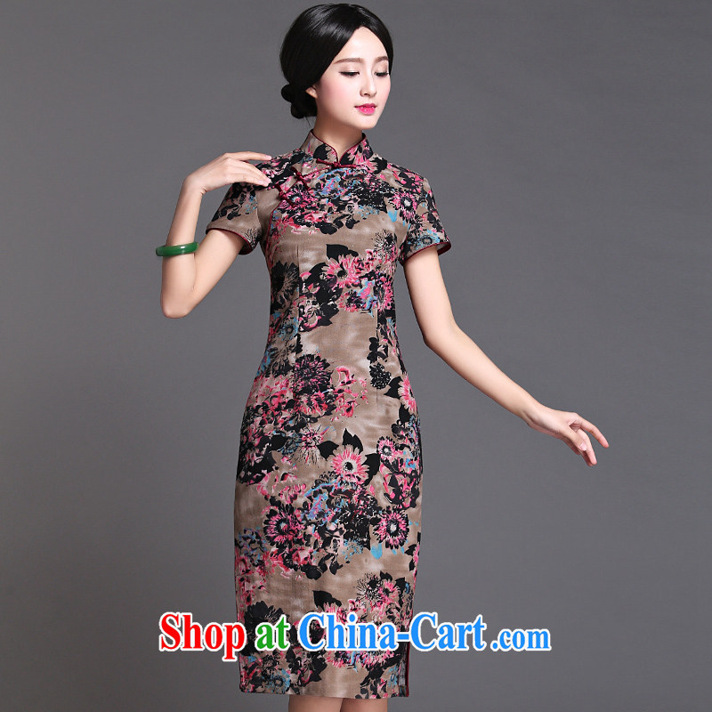 China classic 2015 summer long, Chinese cheongsam dress improved retro style, Ms. Yau Ma Tei cotton cheongsam floral XXXL, China Classic (HUAZUJINGDIAN), shopping on the Internet