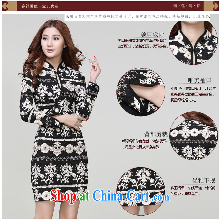 Ryan, spring and autumn 2015 new Openwork flowers stamp China wind long-sleeved cultivating cheongsam dress suit L pictures, price, brand platters! Elections are good character, the national distribution, so why buy now enjoy more preferential! Health