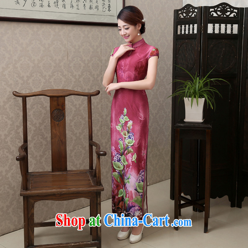 2015 new spring and summer long cheongsam dress short-sleeved retro improved cultivating the red cheongsam dress elegant banquet dress red XXL, Taylor Martin (TAILEMARTIN), online shopping