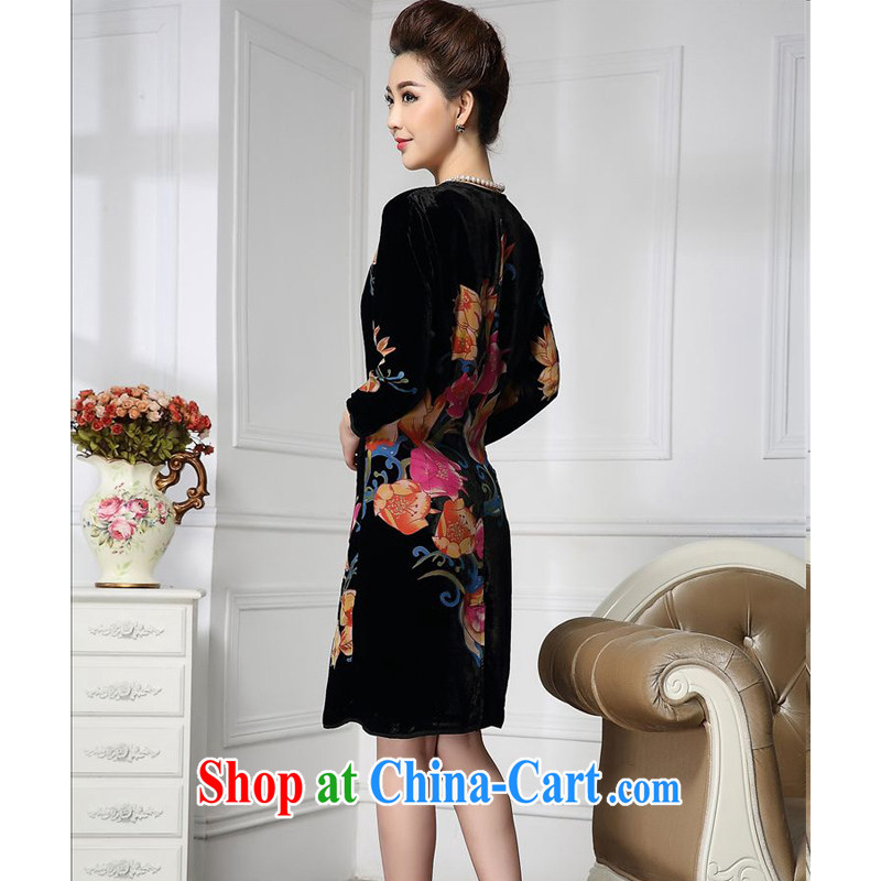 Forest narcissus Spring and Autumn 2015 the new fashion, long-neck manually staple Pearl suit more comfortable silk stitching velvet dress HGL - 675 orange pink flower XXXXL, forest narcissus (SenLinShuiXian), shopping on the Internet