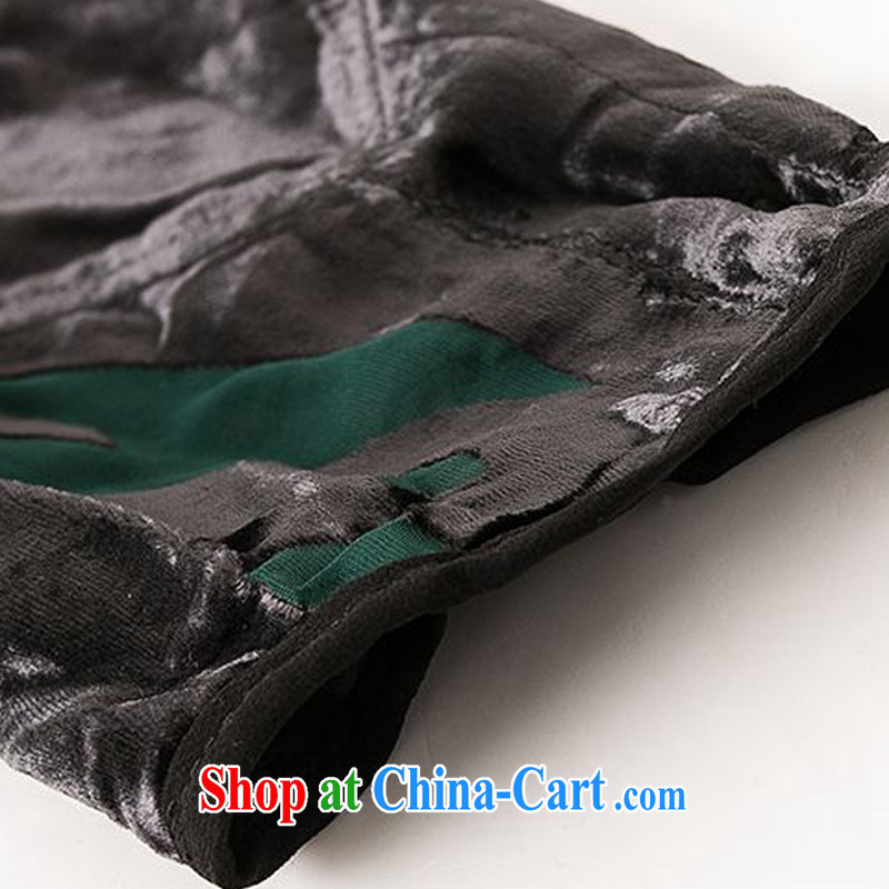 Forest narcissus Spring and Autumn 2015 the new fashion, long lace round-collar curl tread comfortable sauna silk stitching velvet dress HGL - 672 dark green XXXXL, forest narcissus (SenLinShuiXian), shopping on the Internet