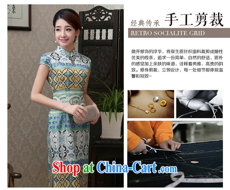 2015 new, spent the spring and summer long cheongsam high on the truck retro improved cheongsam dress dress elegance light blue checkered XXL pictures, price, brand platters! Elections are good character, the national distribution, so why buy now enjoy more preferential! Health