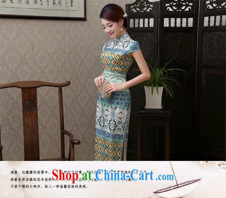 2015 new, spent the spring and summer long cheongsam high on the truck retro improved cheongsam dress dress elegance light blue checkered XXL pictures, price, brand platters! Elections are good character, the national distribution, so why buy now enjoy more preferential! Health