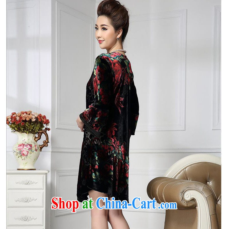 Forest narcissus spring 2015 the new stylish Palace wide sleeves manually staple Pearl flower, long sauna silk stitching velvet dress HGL - 666 wine red XXXXL, forest narcissus (SenLinShuiXian), shopping on the Internet