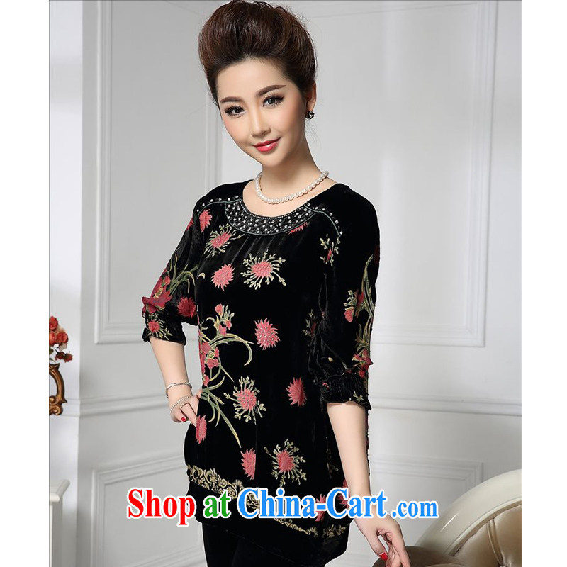Forest narcissus 2015 spring loaded on the new fashion round collar pin Pearl flower-cuffs mother with Sauna silk stitching wool shirt HGL - 662 pink flower XXXXL, forest narcissus (SenLinShuiXian), online shopping