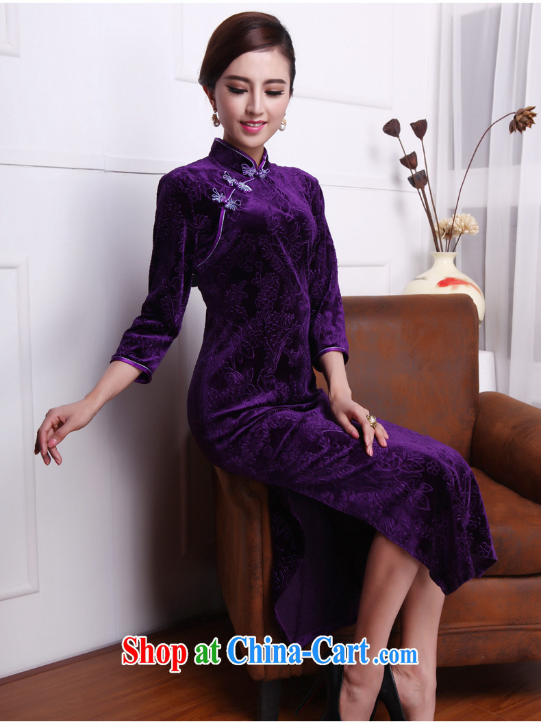 Bong-amphibious gulping the first 2015 new retro velvet cheongsam style long velvet dress skirt DQ 1512 purple XXXL pictures, price, brand platters! Elections are good character, the national distribution, so why buy now enjoy more preferential! Health