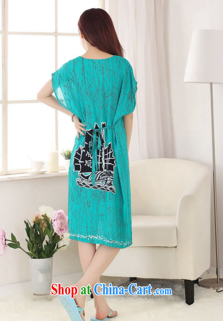 Take the Tang Women's clothes summer new short-sleeved dresses hand-painted female pajamas pure cotton loose-bathrobe girl - A green are code pictures, price, brand platters! Elections are good character, the national distribution, so why buy now enjoy more preferential! Health