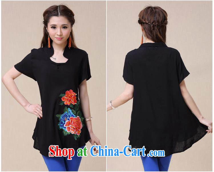 Black butterfly women 2015 spring and summer new ethnic wind embroidery, long, short-sleeved cotton Ma T pension 9559 black XXL pictures, price, brand platters! Elections are good character, the national distribution, so why buy now enjoy more preferential! Health