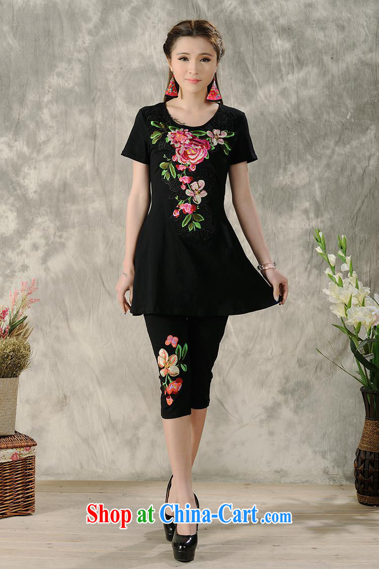 Black butterfly women 2015 spring and summer new ethnic wind Embroidery is not rules, with a short-sleeved shirt T female A 492 black 2 XL pictures, price, brand platters! Elections are good character, the national distribution, so why buy now enjoy more preferential! Health