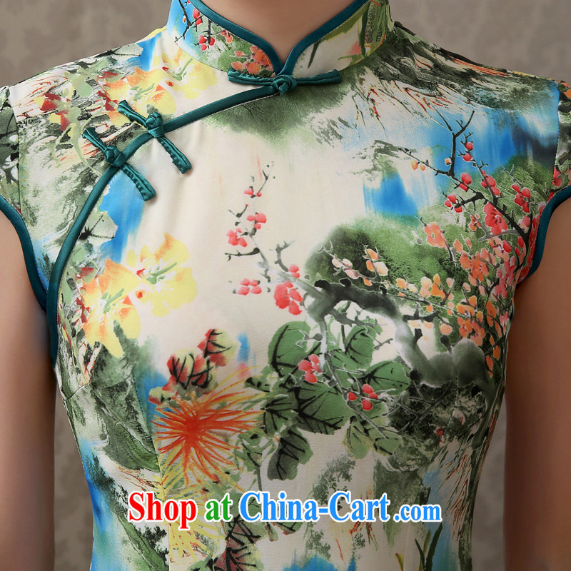 2015 stamp duty Ethnic Wind summer dresses and female daily load improved the waist graphics thin cheongsam dress elegance green XXL, Taylor Martin (TAILEMARTIN), shopping on the Internet