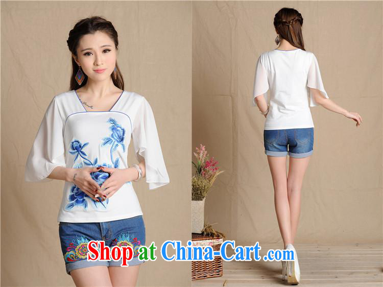 Black butterfly women summer 2015 New National wind blue embroidery snow woven fly cuff T pension female A 198 white 2XL pictures, price, brand platters! Elections are good character, the national distribution, so why buy now enjoy more preferential! Health