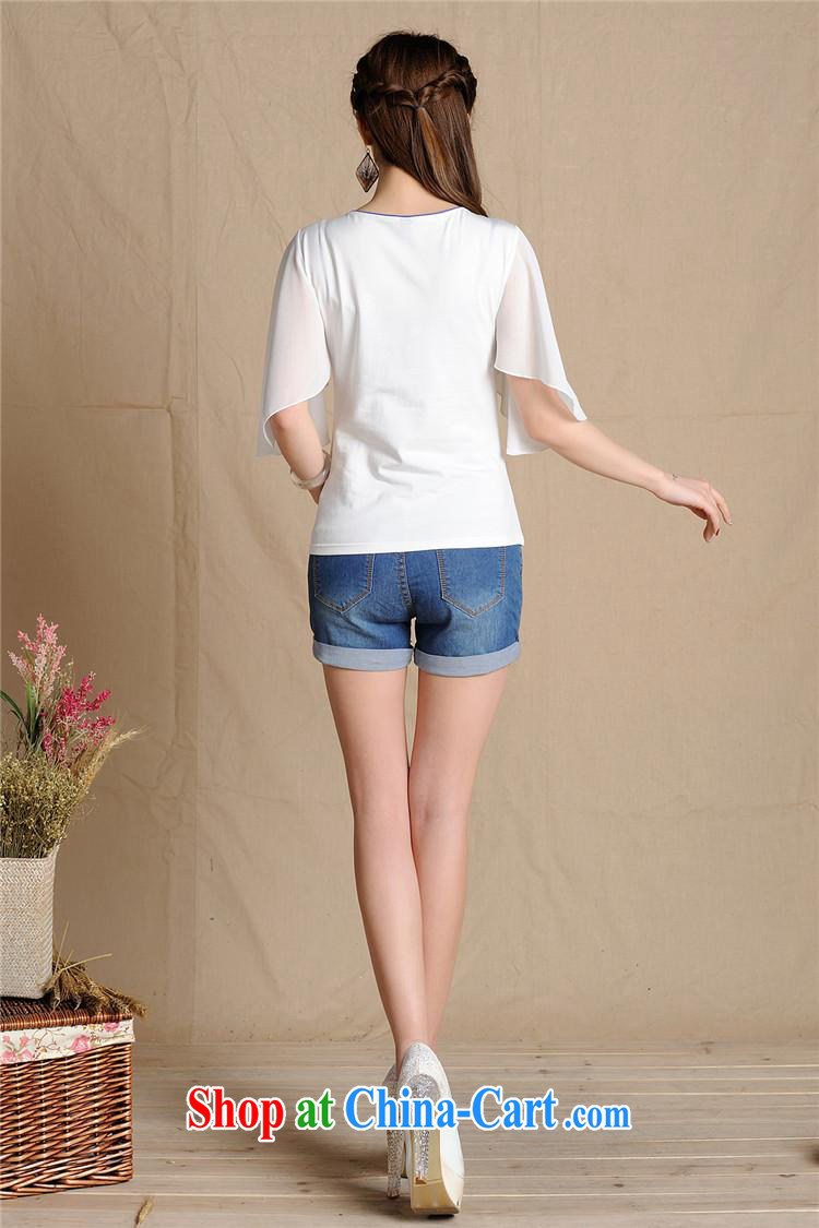 Black butterfly women summer 2015 New National wind blue embroidery snow woven fly cuff T pension female A 198 white 2XL pictures, price, brand platters! Elections are good character, the national distribution, so why buy now enjoy more preferential! Health