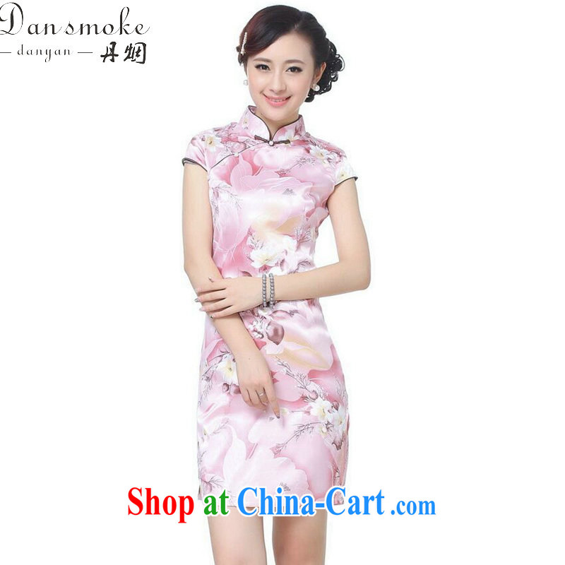Dan smoke female summer, new Chinese qipao Chinese improved, for retro beauty is a hard stamp short cheongsam pink 2 XL, Bin Laden smoke, shopping on the Internet