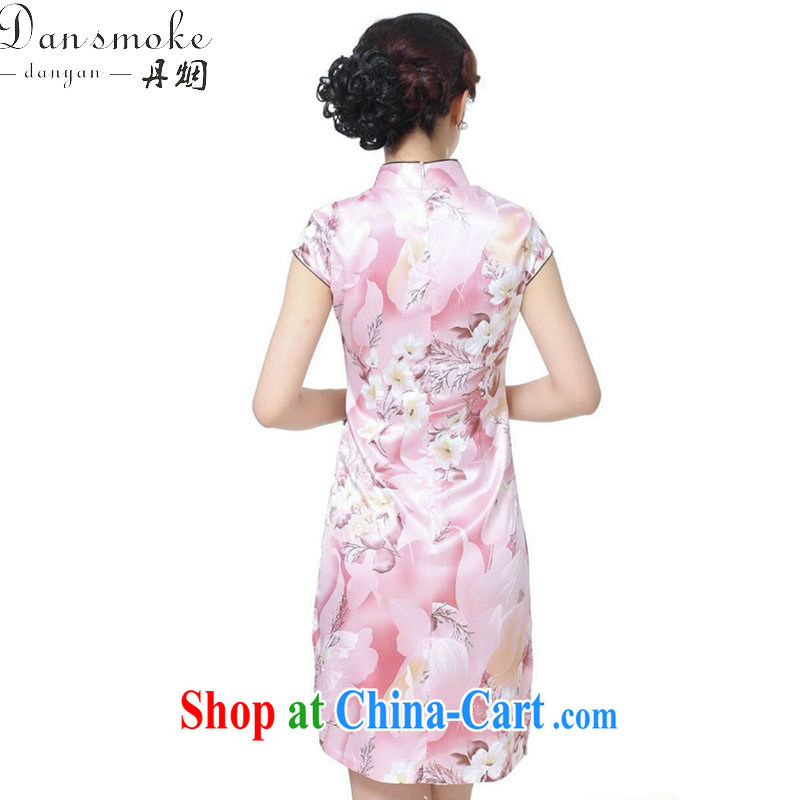 Dan smoke female summer, new Chinese qipao Chinese improved, for retro beauty is a hard stamp short cheongsam pink 2 XL, Bin Laden smoke, shopping on the Internet