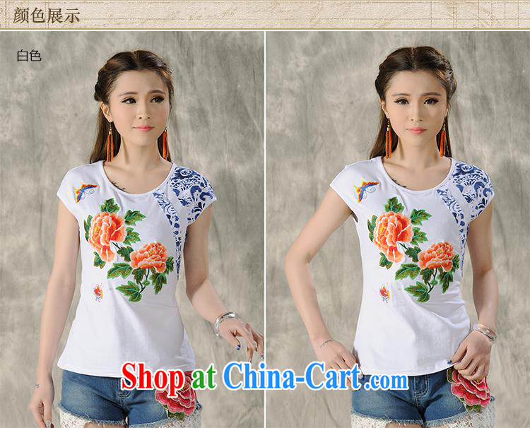 Black butterfly women 2015 spring and summer new ethnic wind embroidered short sleeves shirt T female A 495 white 2XL pictures, price, brand platters! Elections are good character, the national distribution, so why buy now enjoy more preferential! Health