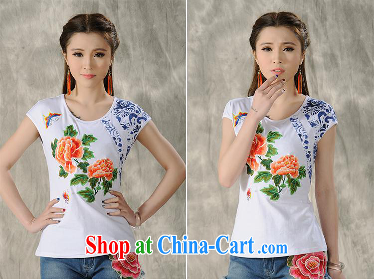 Black butterfly women 2015 spring and summer new ethnic wind embroidered short sleeves shirt T female A 495 white 2XL pictures, price, brand platters! Elections are good character, the national distribution, so why buy now enjoy more preferential! Health