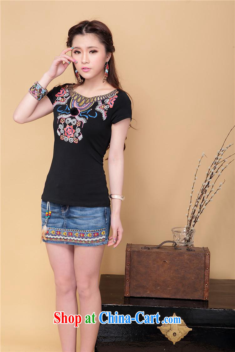 Black butterfly summer new ethnic wind women embroidery field short-sleeved round neck shirt T A 119 white XXL pictures, price, brand platters! Elections are good character, the national distribution, so why buy now enjoy more preferential! Health