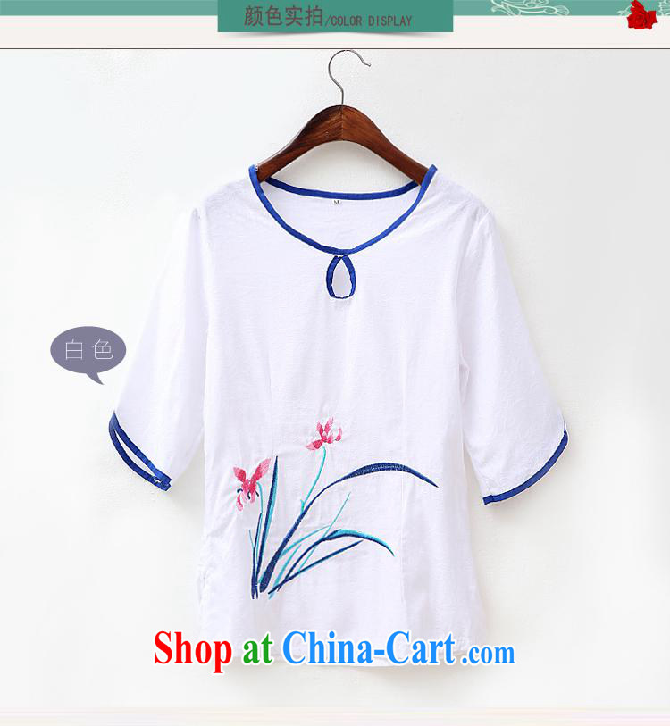 Black butterfly girls spring and summer new ethnic wind cotton the embroidery flower cuff T pension women 9097 white XXL pictures, price, brand platters! Elections are good character, the national distribution, so why buy now enjoy more preferential! Health