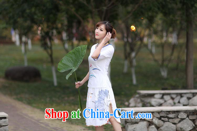 Black butterfly girls spring and summer new ethnic wind cotton the embroidery flower cuff T pension women 9097 white XXL pictures, price, brand platters! Elections are good character, the national distribution, so why buy now enjoy more preferential! Health