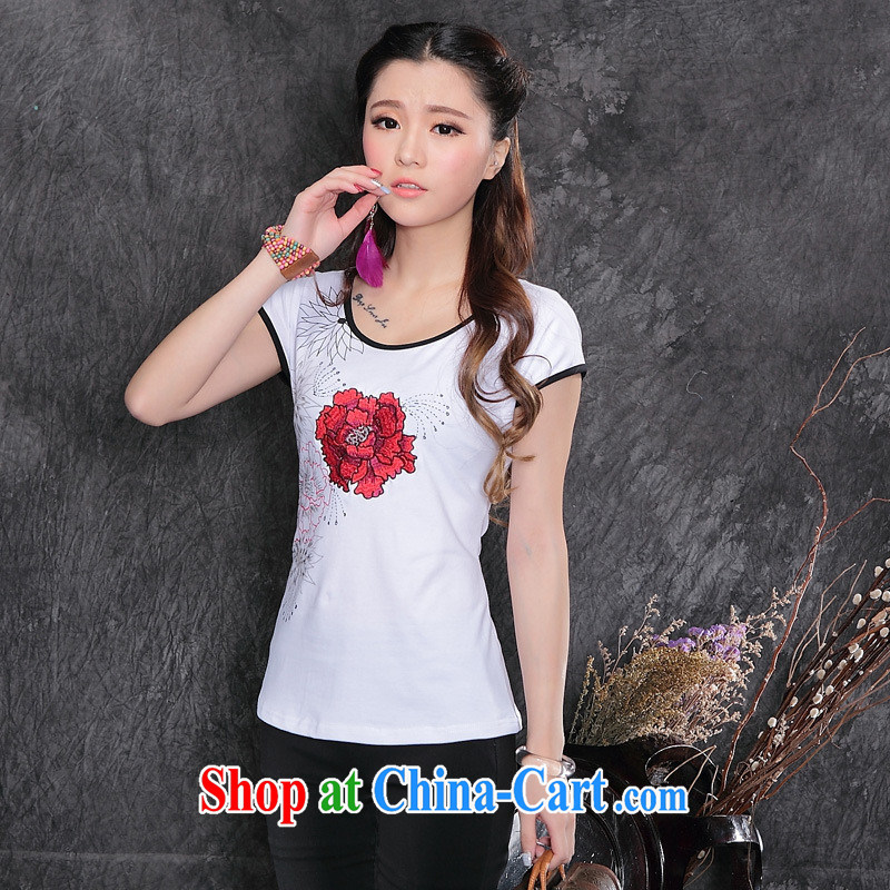 Black butterfly girl with 2015 summer new ethnic wind load female stamp round-collar short-sleeve shirt T cotton A 161 black XXL, A . J . BB, and shopping on the Internet