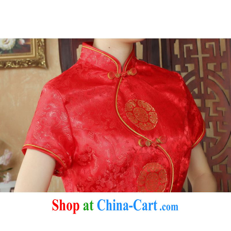 The frequency response, Ms. Tang cheongsam dress with a collar damask long cheongsam dress dresses red 3XL, the bandwidth, and shopping on the Internet