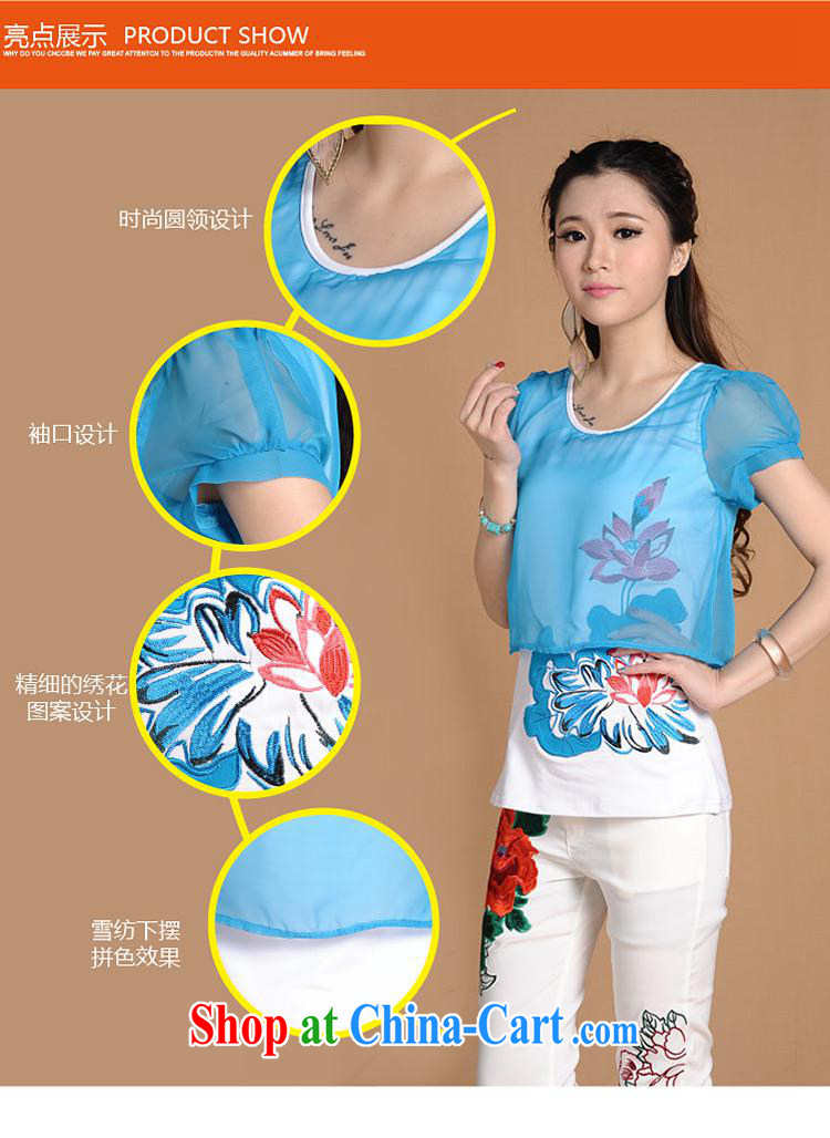 Black butterfly girls 2015 new spring and summer female ethnic wind embroidered leave of two short-sleeved shirt T girls cotton 6680 blue XXL pictures, price, brand platters! Elections are good character, the national distribution, so why buy now enjoy more preferential! Health