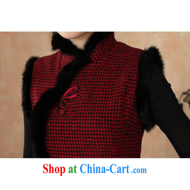 The frequency response, Ms. Tang cheongsam with autumn and winter clothes new retro improved tartan wool? rabbit hair collar cheongsam white 2XL, picking frequency response, on-line shopping