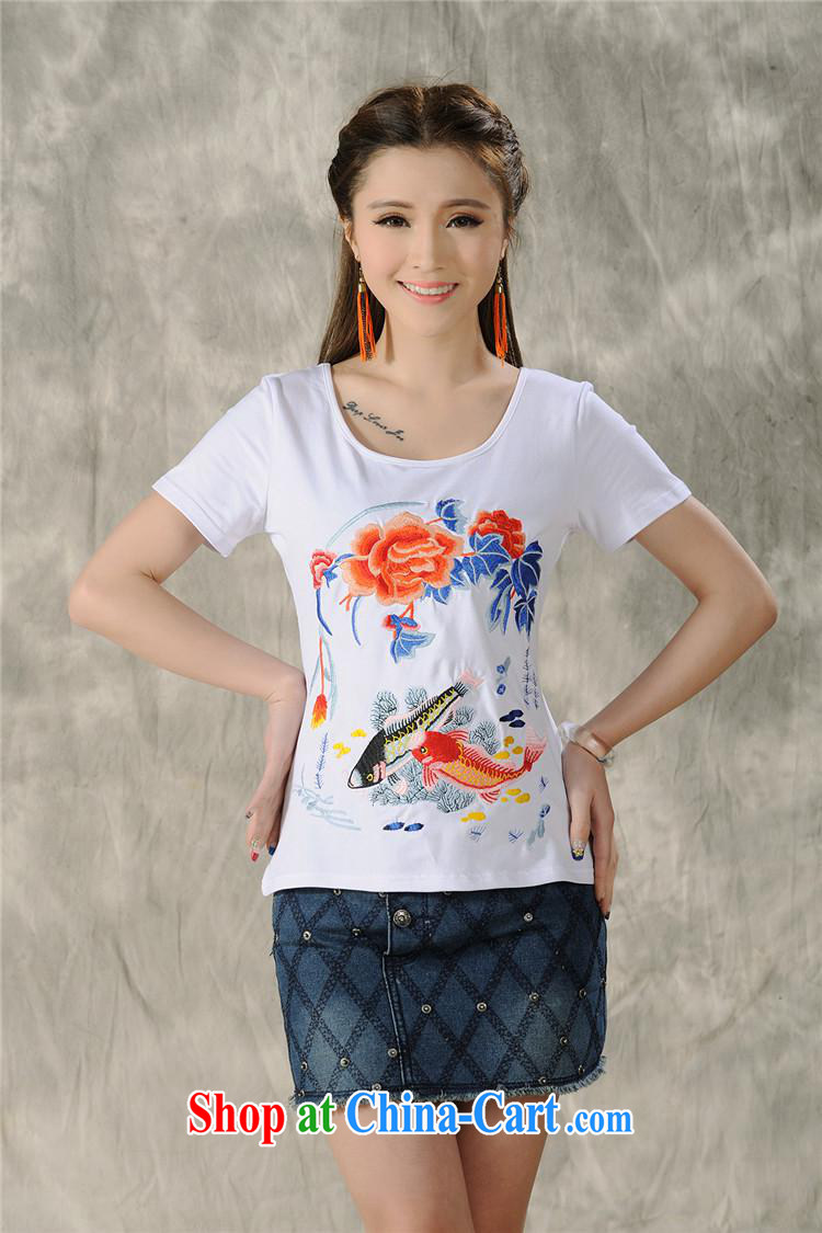 Black butterfly women 2015 spring and summer new ethnic wind embroidered short sleeves shirt T female A 603 white 4XL pictures, price, brand platters! Elections are good character, the national distribution, so why buy now enjoy more preferential! Health