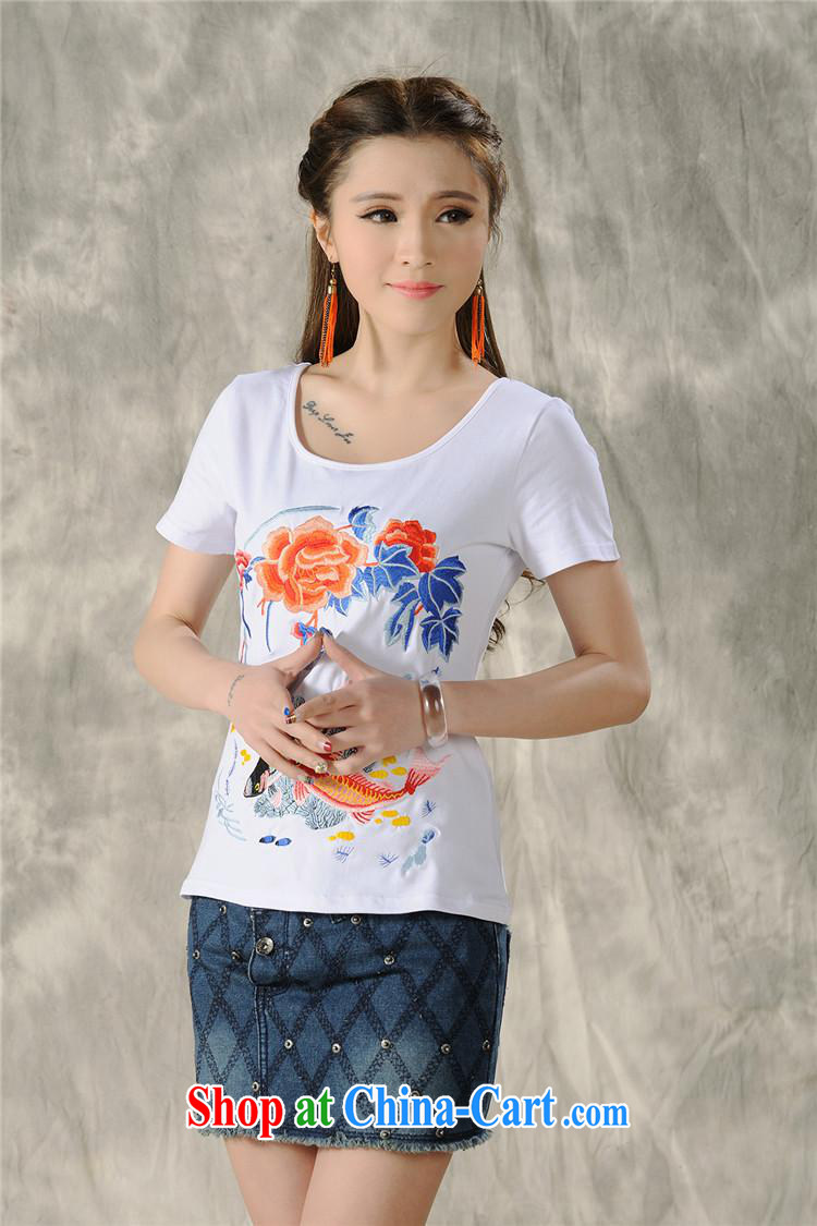 Black butterfly women 2015 spring and summer new ethnic wind embroidered short sleeves shirt T female A 603 white 4XL pictures, price, brand platters! Elections are good character, the national distribution, so why buy now enjoy more preferential! Health