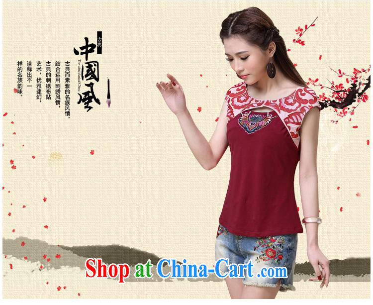 Black butterfly 2015 summer new ethnic wind women embroidered short sleeves round neck cotton T-shirt girls 9955 red 2 XL pictures, price, brand platters! Elections are good character, the national distribution, so why buy now enjoy more preferential! Health