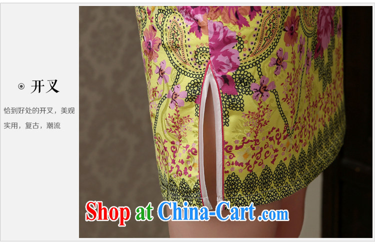 2015 spring and summer new The pale yellow light and fresh short cheongsam improved stylish beauty package and cheongsam dress elegant pale yellow flowers XXL pictures, price, brand platters! Elections are good character, the national distribution, so why buy now enjoy more preferential! Health