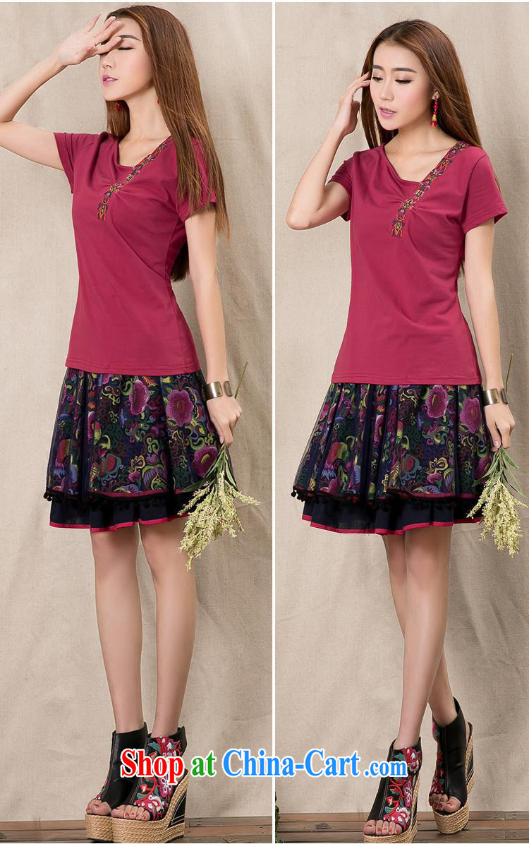 Black butterfly female Ethnic Wind summer new embroidered cotton cultivating wrinkled short-sleeve female T pension 914 wine red XXL pictures, price, brand platters! Elections are good character, the national distribution, so why buy now enjoy more preferential! Health