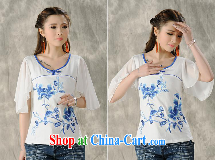Black butterfly larger female summer new ethnic wind embroidered stitching fly cuff short sleeves shirt T A 496 white 4XL pictures, price, brand platters! Elections are good character, the national distribution, so why buy now enjoy more preferential! Health