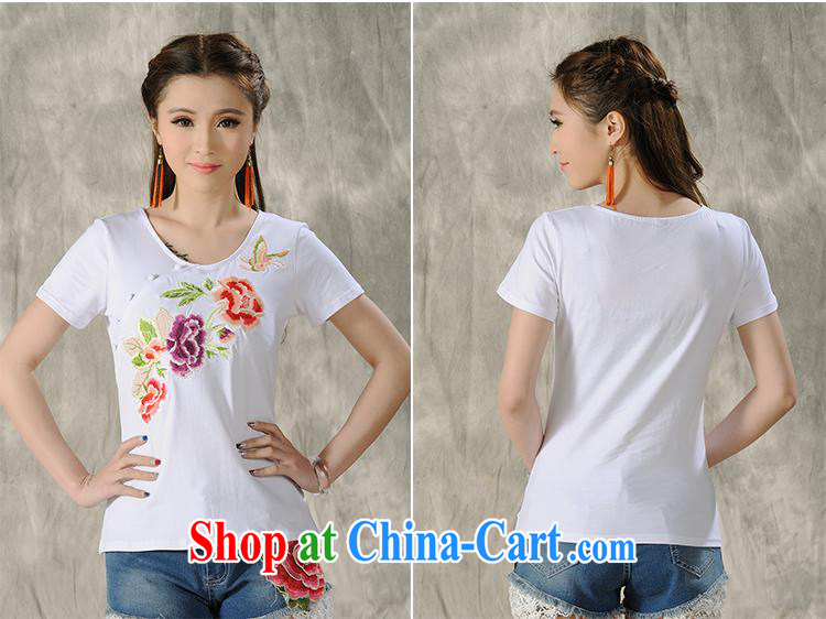 Black butterfly 2015 spring and summer, new Ethnic Wind girls with large, embroidered short sleeves shirt T female A 062 white 4XL pictures, price, brand platters! Elections are good character, the national distribution, so why buy now enjoy more preferential! Health