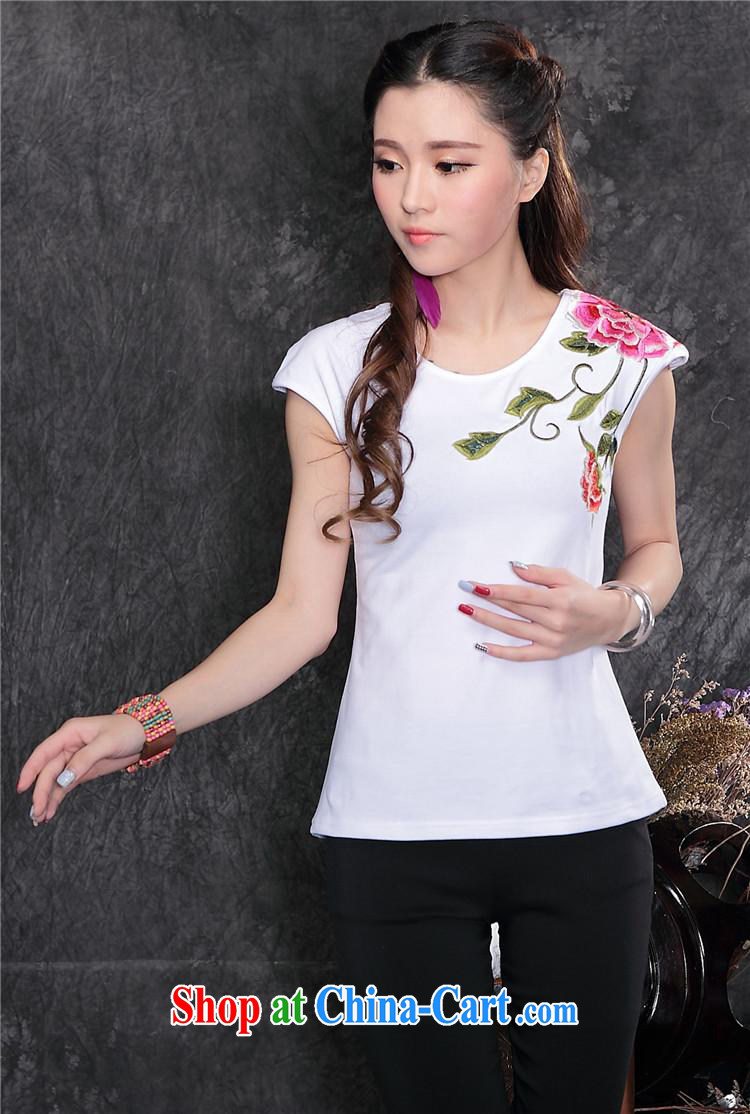 Black butterfly female summer, new Ethnic Wind two-color front and back embroidered female short-sleeved T shirts cotton A 153 white XXL pictures, price, brand platters! Elections are good character, the national distribution, so why buy now enjoy more preferential! Health