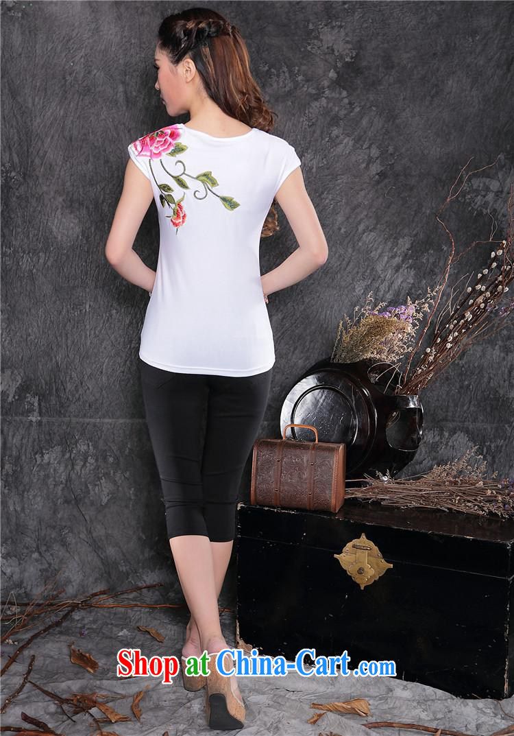 Black butterfly female summer, new Ethnic Wind two-color front and back embroidered female short-sleeved T shirts cotton A 153 white XXL pictures, price, brand platters! Elections are good character, the national distribution, so why buy now enjoy more preferential! Health