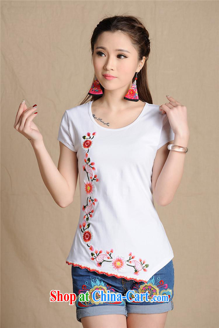 Black butterfly women summer 2015 New National wind embroidery flower round-collar does not rule short-sleeved shirt T A 194 blue 2 XL pictures, price, brand platters! Elections are good character, the national distribution, so why buy now enjoy more preferential! Health