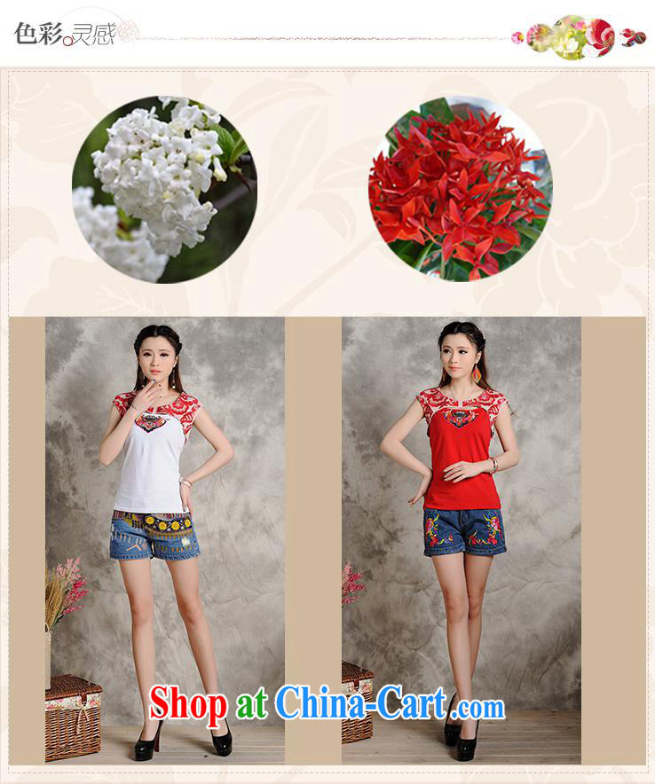 Black butterfly girl with new spring and summer National wind female decoration, embroidery stitching short sleeved shirt T women 9703 white 2XL pictures, price, brand platters! Elections are good character, the national distribution, so why buy now enjoy more preferential! Health