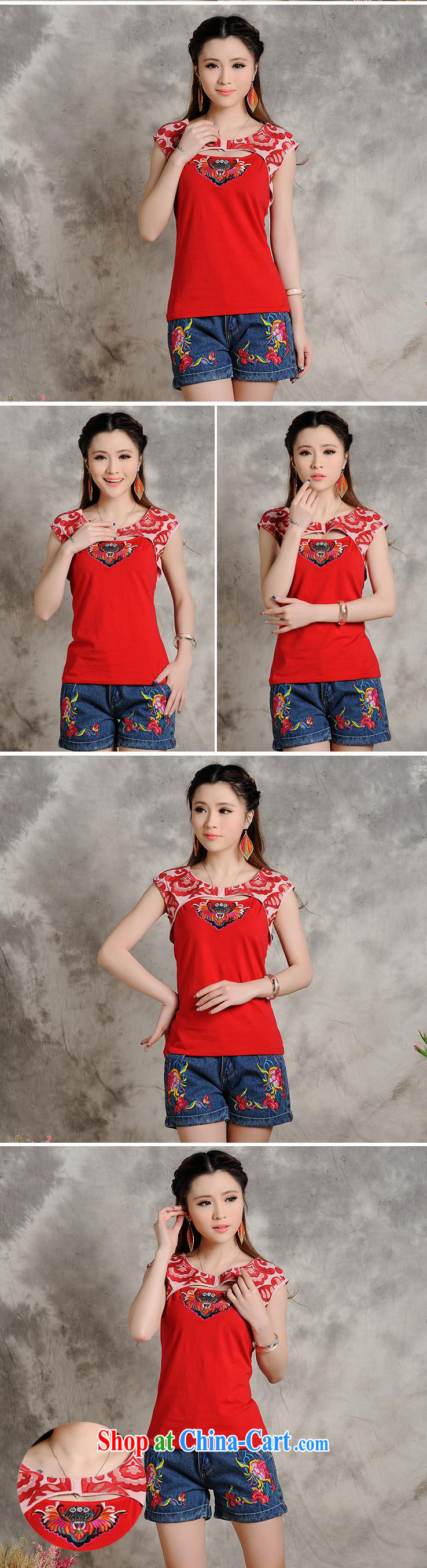 Black butterfly girl with new spring and summer National wind female decoration, embroidery stitching short sleeved shirt T women 9703 white 2XL pictures, price, brand platters! Elections are good character, the national distribution, so why buy now enjoy more preferential! Health