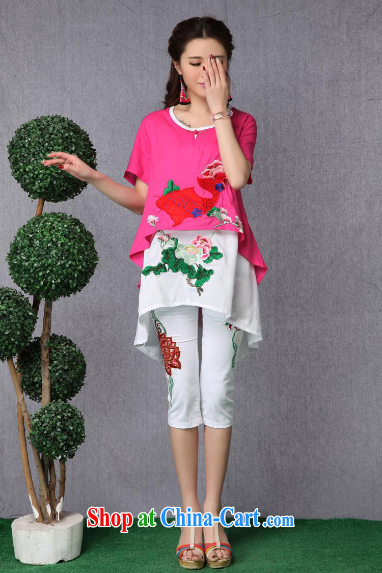 Black butterfly female spring and summer new ethnic wind embroidered asymmetric, long leave of two cotton Ma T shirts of red are code pictures, price, brand platters! Elections are good character, the national distribution, so why buy now enjoy more preferential! Health