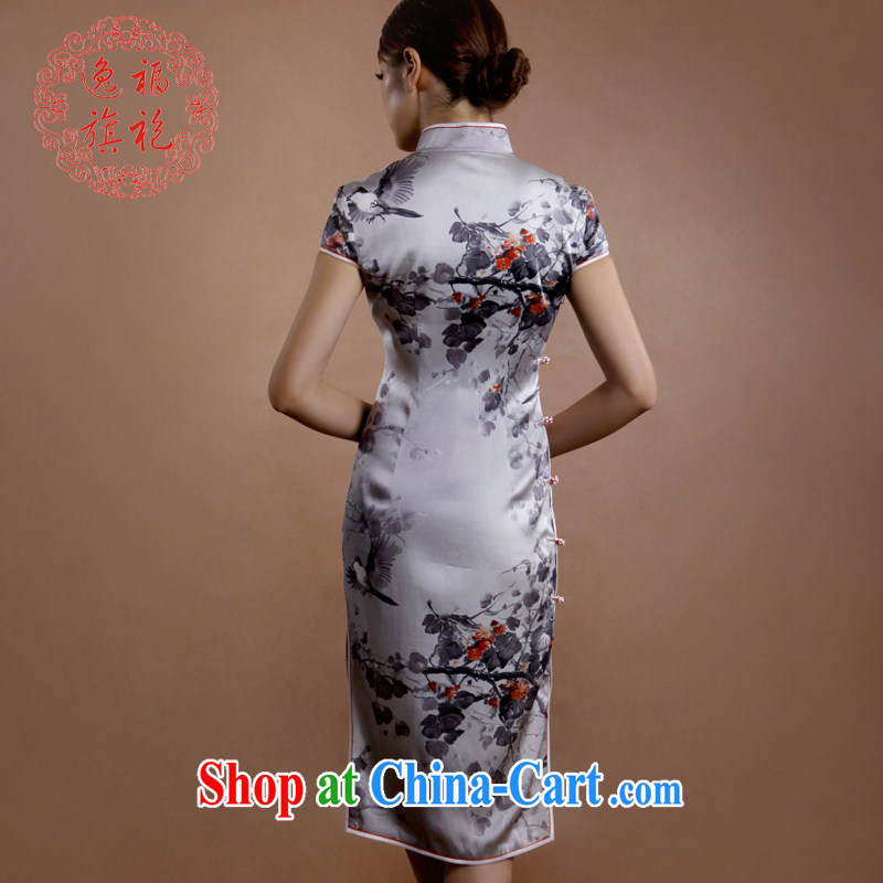 once and for all and high-made qipao qipao summer sauna silk Silk Cheongsam ink short dresses, Retro light gray tailored 10 Day Shipping, once and for all (EFU), and shopping on the Internet