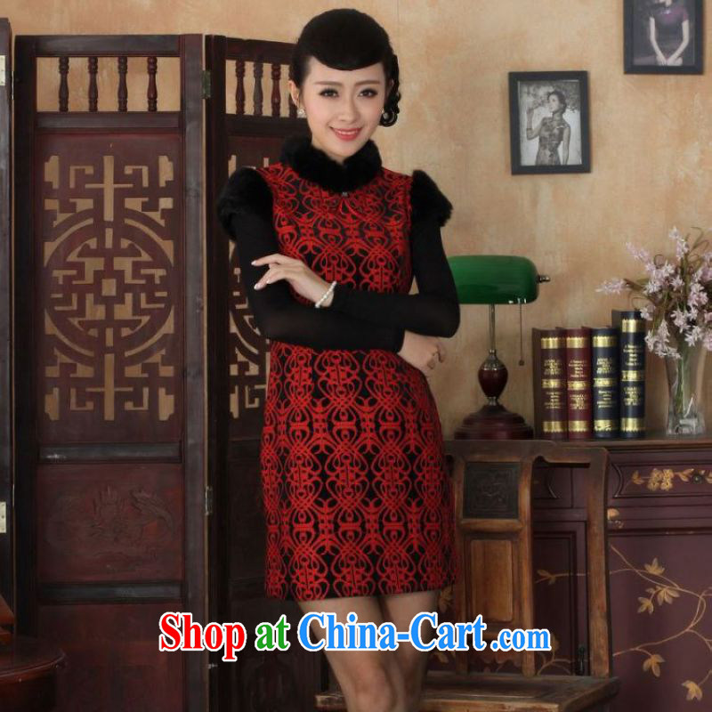 The frequency response, Ms. Tang cheongsam dress with improved winter dresses, for wool and lace-up waist dress dresses Y 0024 Map Color 2 XL, the bandwidth, and shopping on the Internet